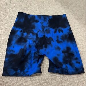 Aurola Blue and Black Tie-Dye Shorts